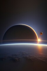 Wall Mural - saturn and its rings in the background with generative ai