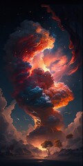 Wall Mural - fire from celestial clouds with generative ai