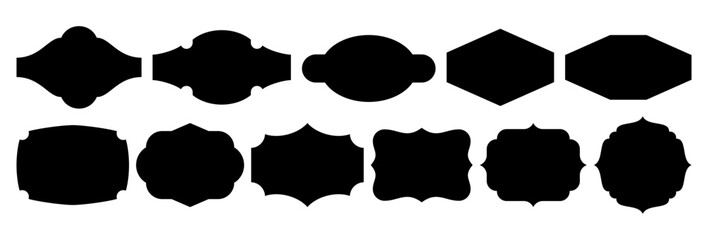 set of vintage label and badges shape collections. vector illustration. black template for patch, in