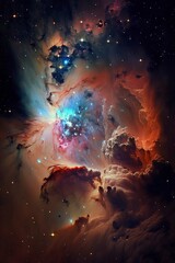 Wall Mural - colourful nebula full of stars with Generative AI