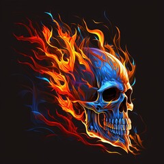 Wall Mural - burning skull with Generative AI