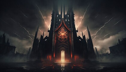 Wall Mural - demonic cathedral with Generative AI