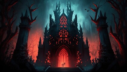 Wall Mural - demonic cathedral with Generative AI