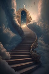 Wall Mural - stairway to heaven with Generative AI