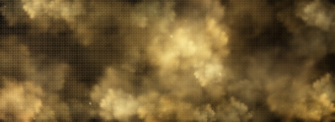 Wall Mural - brown dust, sand and smoke clouds. effect of sandstorm, wind storm in desert or explosion with textu