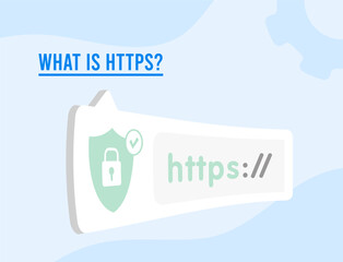 Wall Mural - what is https concept. stay safe online with https hypertext transfer protocol. flat design illustra