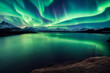 Wallpaper of beautiful aurora lights landscape background. generative ai