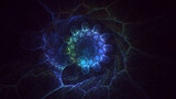 Fototapeta Przestrzenne - 3D rendering abstract blue fractal light background