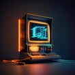 Retro neon computer created with AI