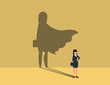 © Prasong - Female boss or manager succeed, Businesswoman with superhero shadow. confident and successful business woman.
