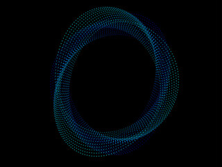 Poster - Abstract circle line pattern spin blue green light isolated on black background in the concept of music, technology, digital, AI
