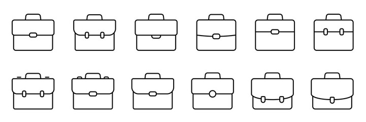 Wall Mural - Business bag icon, briefcase vector icon. Suitcase, portfolio symbol, linear style pictogram isolated on white.