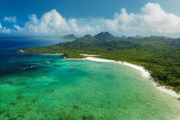 paradise beach on the island of la digue in the seychelles. anse source d'argent. generative ai