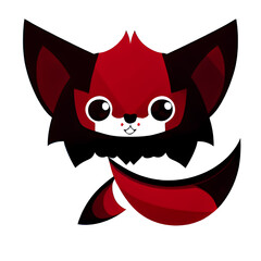 Wall Mural - Cartoon cute little red fox for tattoo design or logo. Generative AI