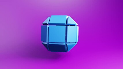 Techno cube 3d geometric video animation background. Looping 3D motion graphics. Color backdrop with geometric element