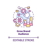 Fototapeta Pokój dzieciecy - Grow brand audience concept icon. Attract new clients. Social media advertising goal abstract idea thin line illustration. Isolated outline drawing. Editable stroke. Arial, Myriad Pro-Bold fonts used