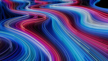 Colorful Lines Background With Blue, Pink And Purple Swirls. 3D Render.