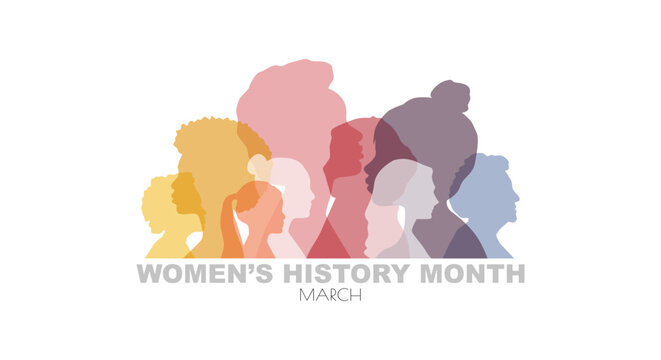 women's history month banner. flat vector illustration.