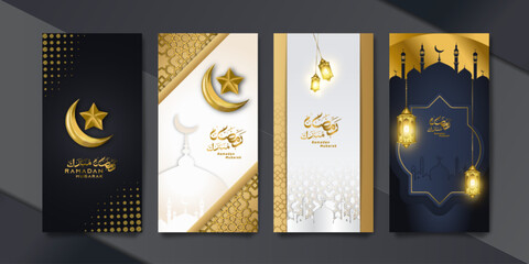 Bundle set of Ramadan Islamic banners with a luxurious and elegant gold concept