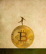 © Westend61 - Illustration of man balancing on top of large Bitcoin