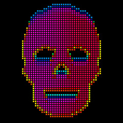 Poster - Pixel skull neon style vibrant illustration background