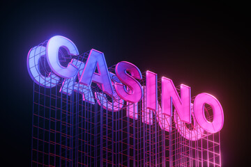 Wall Mural - Casino neon signboard, gambling industry