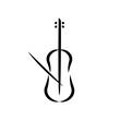 Double bass, contrabass. Vector line drawing. Hand drawn style.