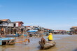 A wooden boats on the Tonle Sap lake - close to Siem Reap. Cambodia