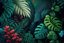 Lushful Tropical Foliage Background