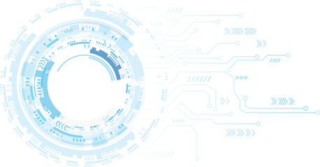 Abstract blue computer technology background with circuit board and  circle tech.illustration for elements