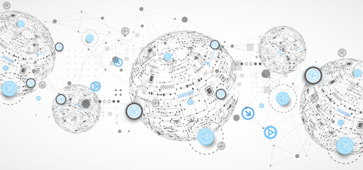 Abstract technology sphere background. Global network consept.