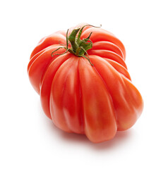 Wall Mural - Fresh ripe vegetable tomatoes with drops of water close up isolated on white background