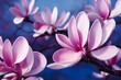 Beautiful pink magnolia flowers in the spring, Generative AI Art Illustration 03