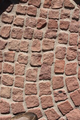 Wall Mural - picture of a red cobblestone sidewalk 