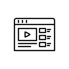 Wall Mural - video marketing thin line icon. web page with button play. promotion, advertising in video. vector i