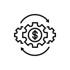 Wall Mural - Money management thin line icon. Investment, financial circulation, financial operating, income from funds. Gear with arrows. Vector illustration.