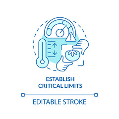 Wall Mural - Establish critical limits turquoise concept icon. Evaluate risks. HACCP principle abstract idea thin line illustration. Isolated outline drawing. Editable stroke. Arial, Myriad Pro-Bold fonts used