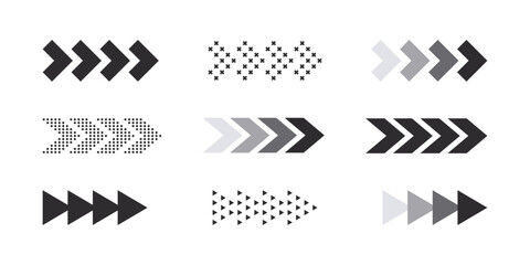 Wall Mural - Arrows pointers. Arrows different shapes. Modern arrow icons. Vector illustration