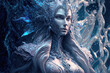Goddess of Winter made from Snowflakes. Generative AI, non-existent person.	