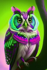 Wall Mural - colorful owl portrait