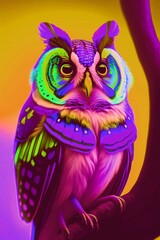 Wall Mural - colorful owl portrait