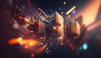 galaxy space and technology theme with motion light trail, abstract background, Generative Ai