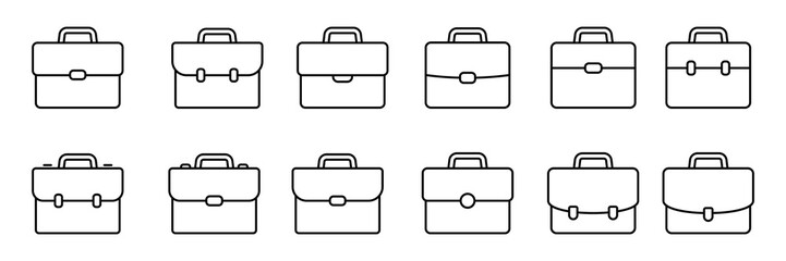 Wall Mural - Business bag icon, briefcase vector icon. Suitcase, portfolio symbol, linear style pictogram isolated on white.