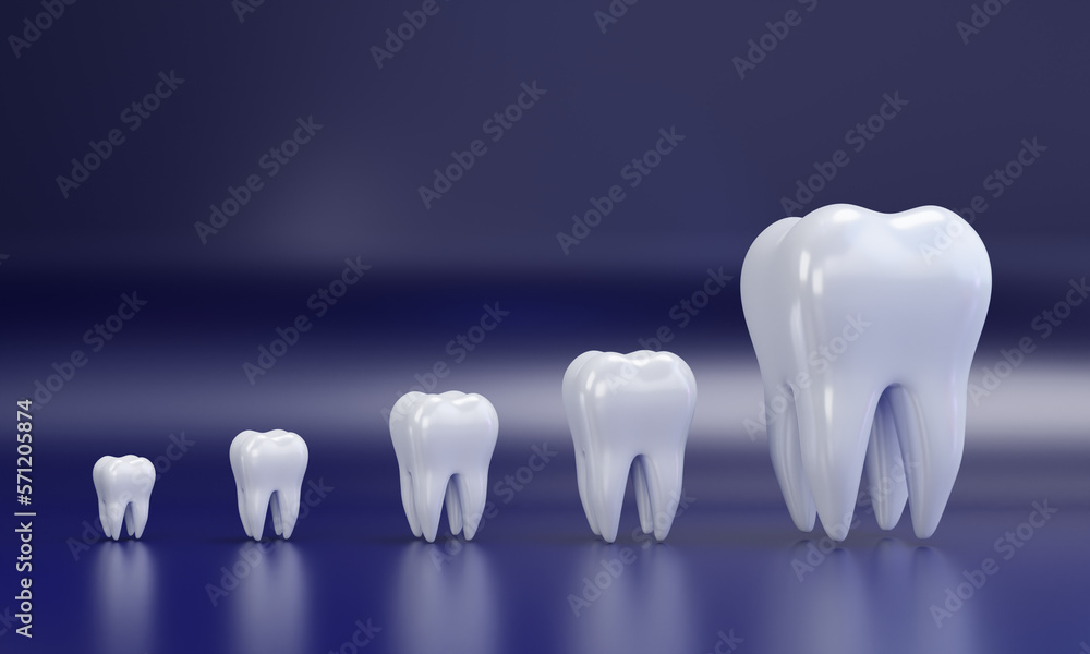 3d tooth with dental tool isolated on dark blue background. Render. 3d ...