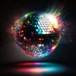 disco ball lights laser party time free black background dance max volume bass shine bright night youngsters night rolling diamond color sparkling  different reflective Generative AI