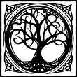 An abstract transparent celtic knot tree shape design element.  Vectorized from an AI Generation.