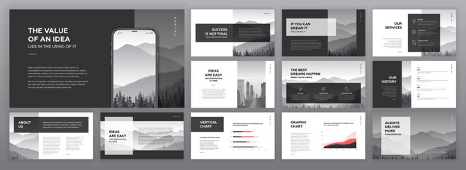 Wall Mural - creative presentation templates set. use for modern presentation background, brochure design, websit