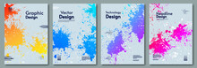 Vector Illustration. Set Of Paint Splash Illustration. Bright Gradient Colors Brushes. Design For Cover, Invitation, Poster, Booklet, Album.
