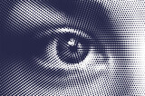 Fototapeta  - Vector human eye illustration made by halftone patter.