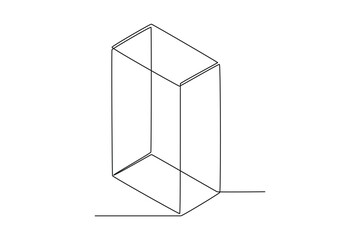 Continuous one line drawing Cuboid. Geometric shapes concept concept. Single line draw design vector graphic illustration.